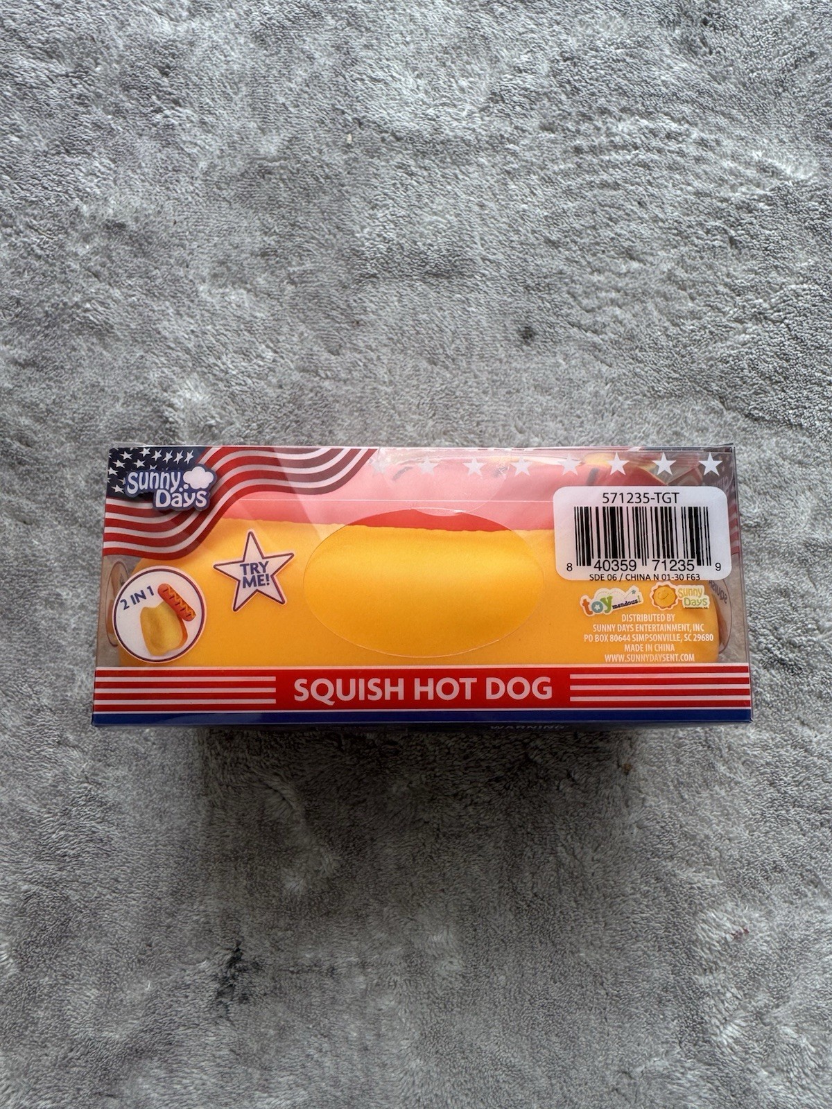 Sunny Days Squish Hot Dog 2 in 1 Squeeze Toy Yellow/Red Ages 3+
