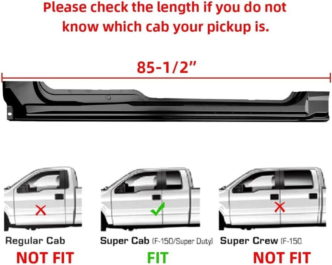 Rocker Panel fit 2009-2014 Ford F150 Super Cab Extended Cab 85.5″ Guard Plates