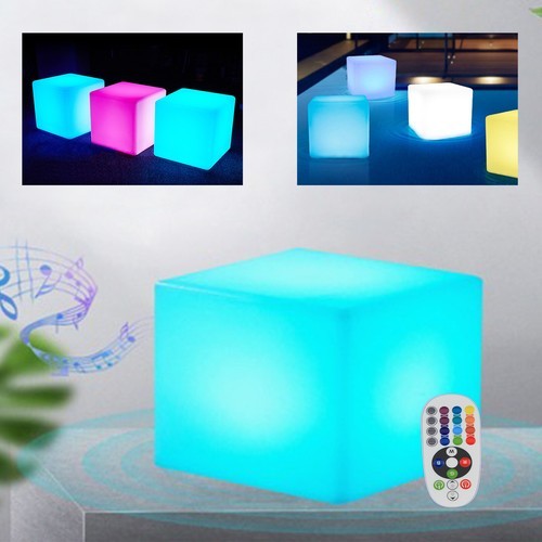 RGB Light Up Square Cube LED 12″ Party Decor Lighting Furniture With 15m Remote