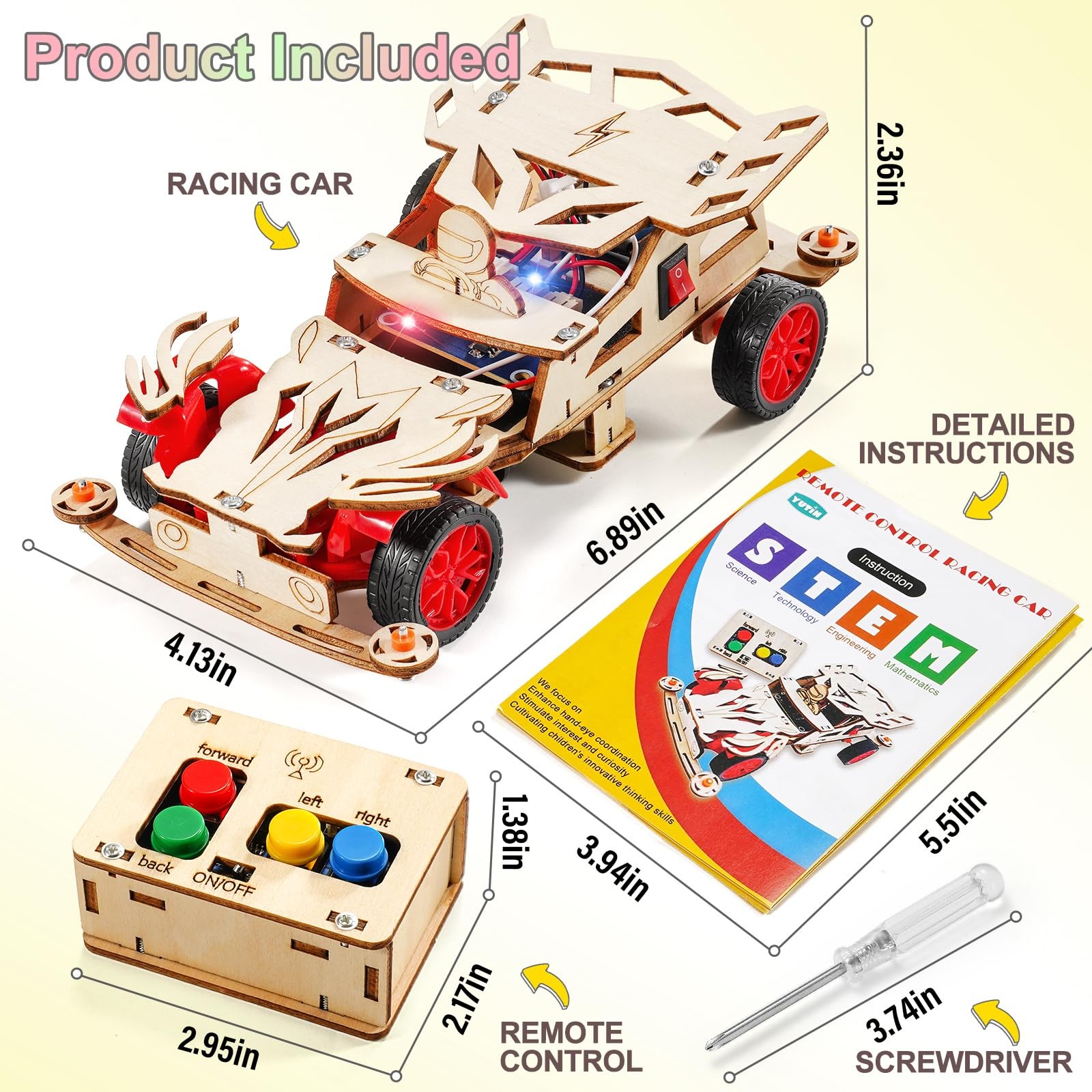 STEM Toys for Ages 8-13, Remote Control Model Car Building Science Small, Red