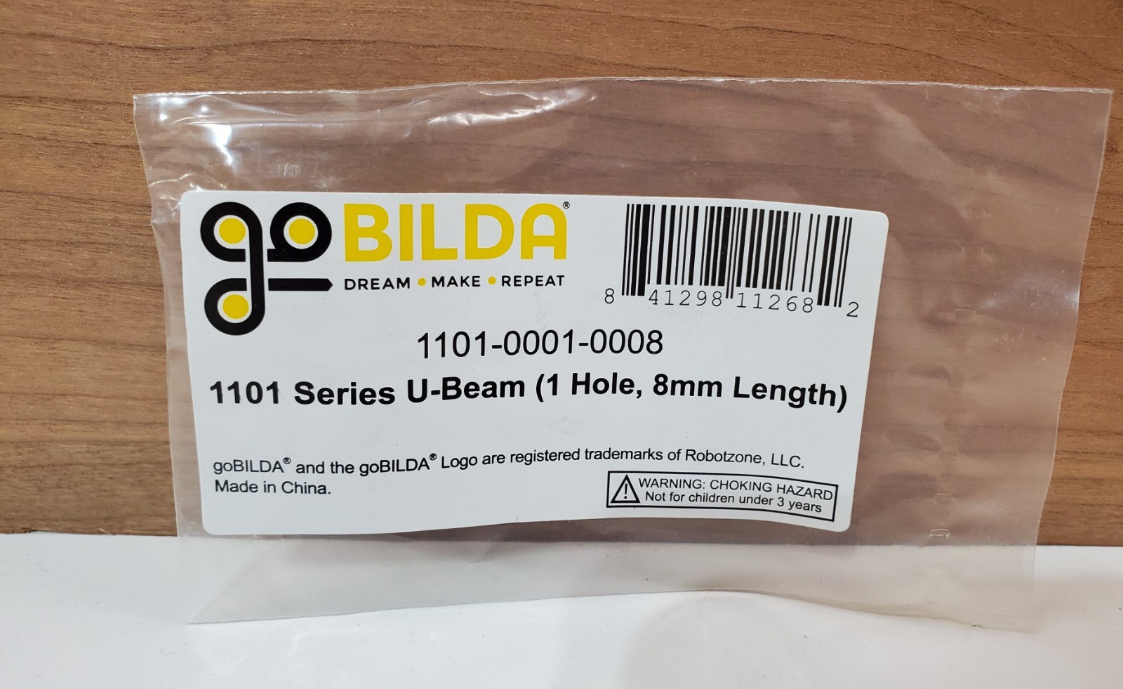 goBILDA 1101 Series U-Beam (1 Hole, 8mm Length) NEW