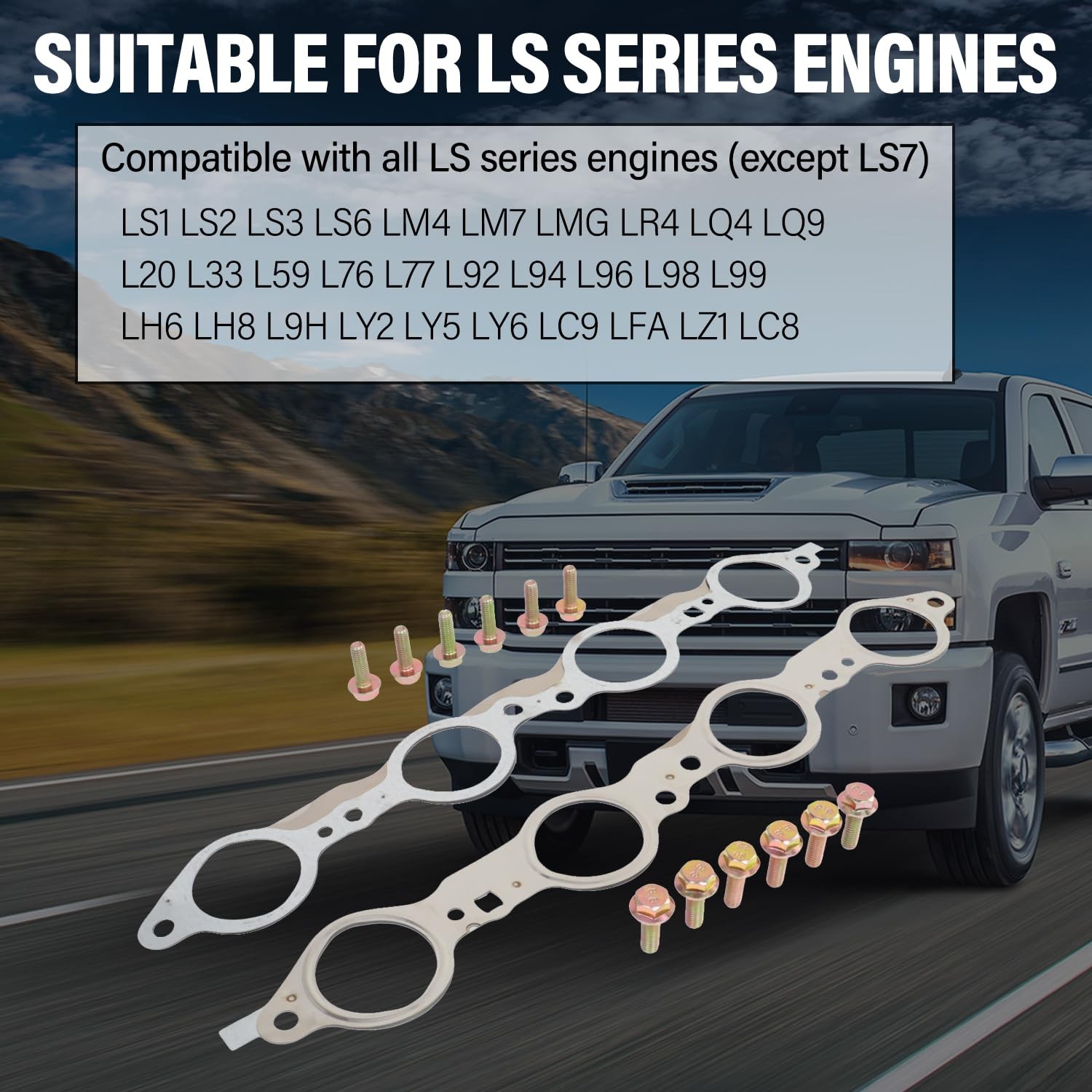 LS MLS Exhaust Manifold Header Gasket Bolts Kit Compatible with Chevy Silverado