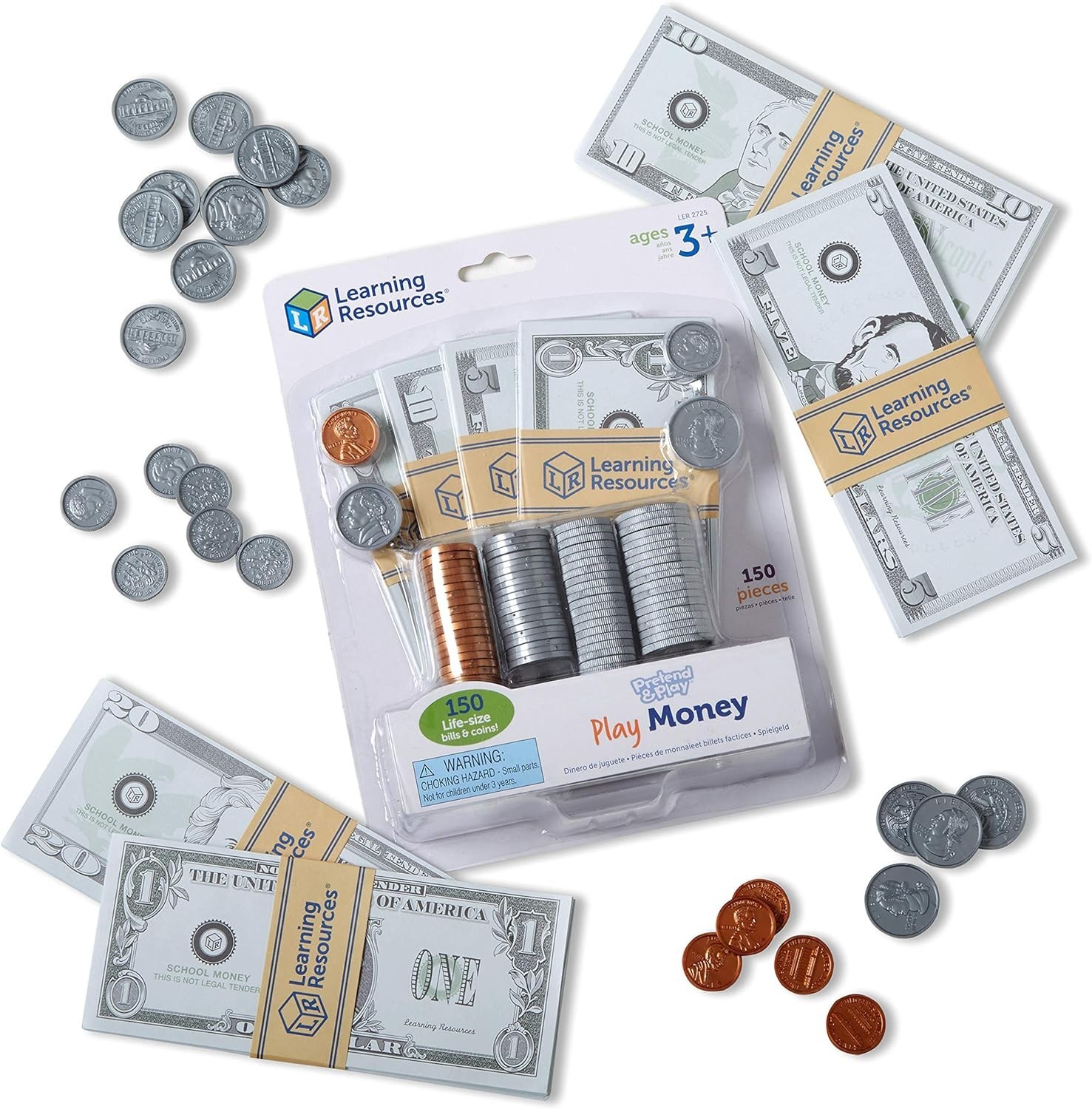 Pretend Play Money – Math Manipulatives for Kids, Kids Bank, Plastic Coins, C…