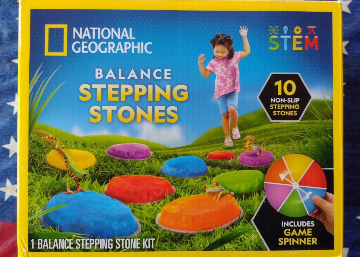 STEM National Geographic Balance Stepping Stones, w/ Box and Game Spinner