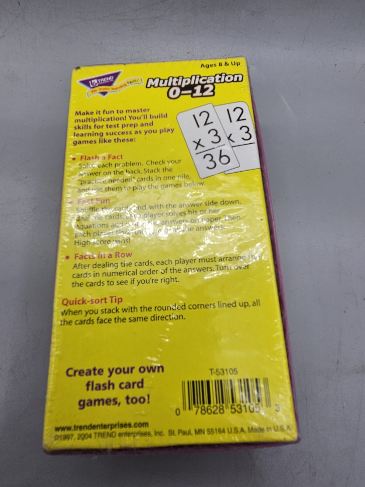 Trend Enterprises Inc. Multiplication Flash Cards New Sealed