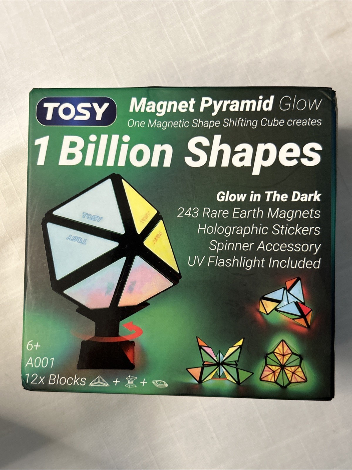 TOSY Magnet Pyramid Glow 1 Cube Transforms 1 Billion Shapes UV Butterfly Puzzle!