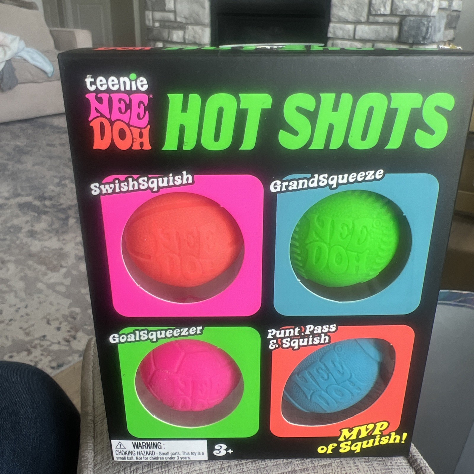 Nee Doh Teenie Hot Shots Tactile Squeeze Toy Set Red Green Pink Blue