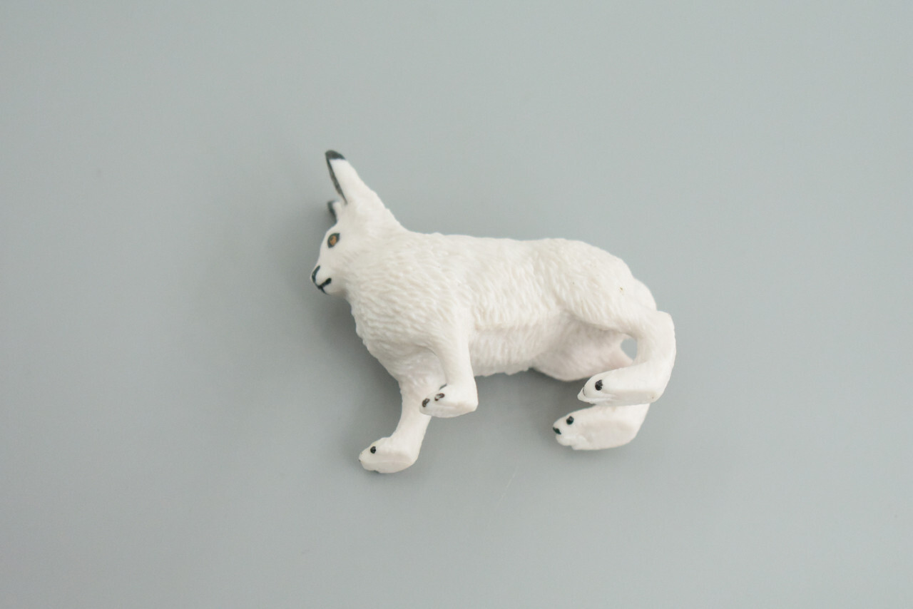 White Rabbit Toy, Arctic Hare, Hand Painted Rubber Toy 2.5 Inches CH876 BB199