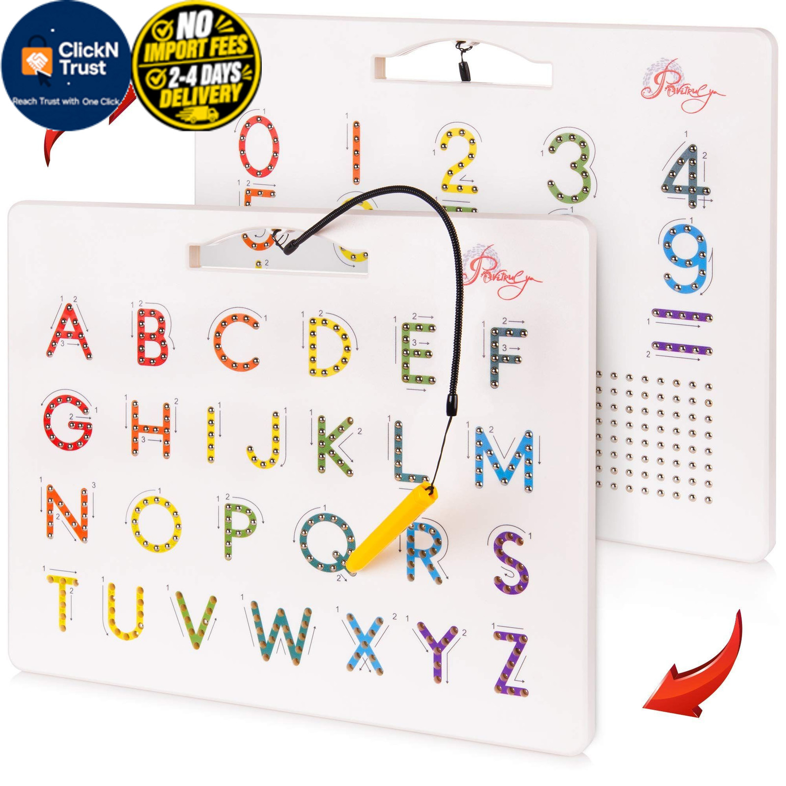 Magnetic Alphabet Tracing Board – double sided letters & Small, Multicolor