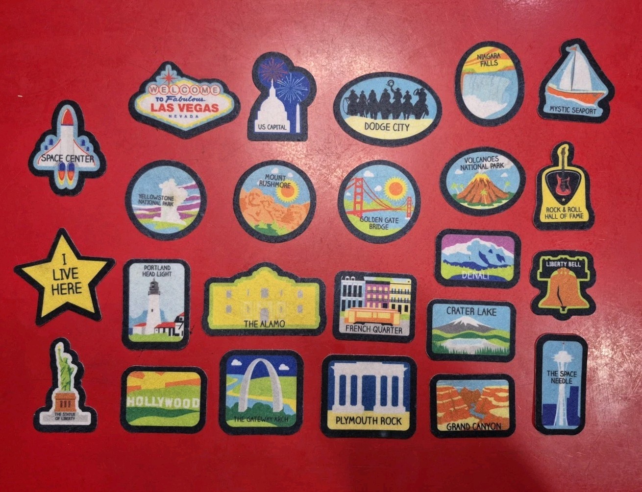 Explore Discover Felt United States Map W/badges And President Chart