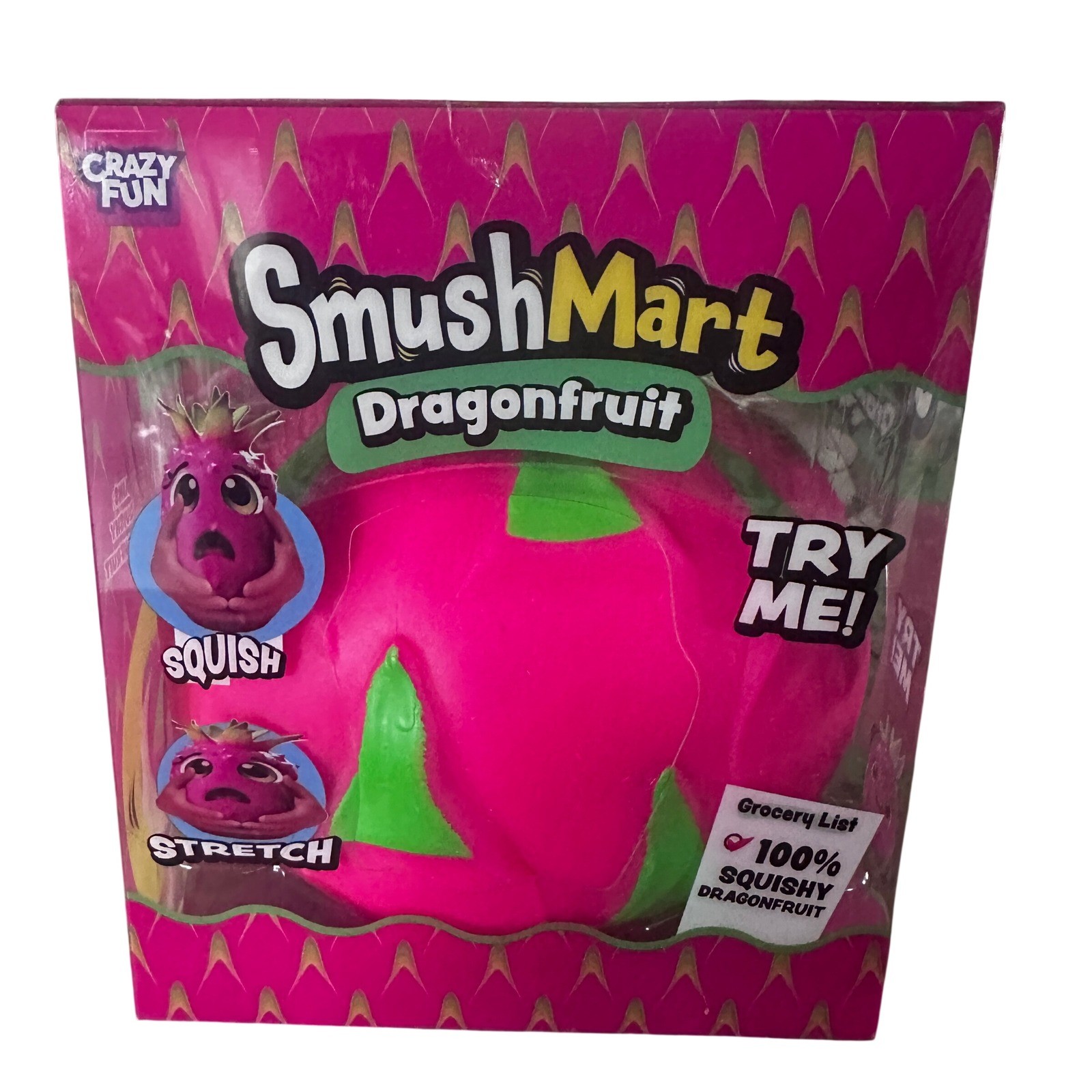 Crazy Fun Smush Mart Dragonfruit Squishy Scented Viral Toy Pink Green New