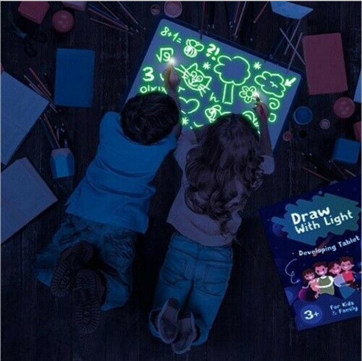 3D Magic Light Drawing Pad Educational Sketch Board Kids Toy with Glow Effects