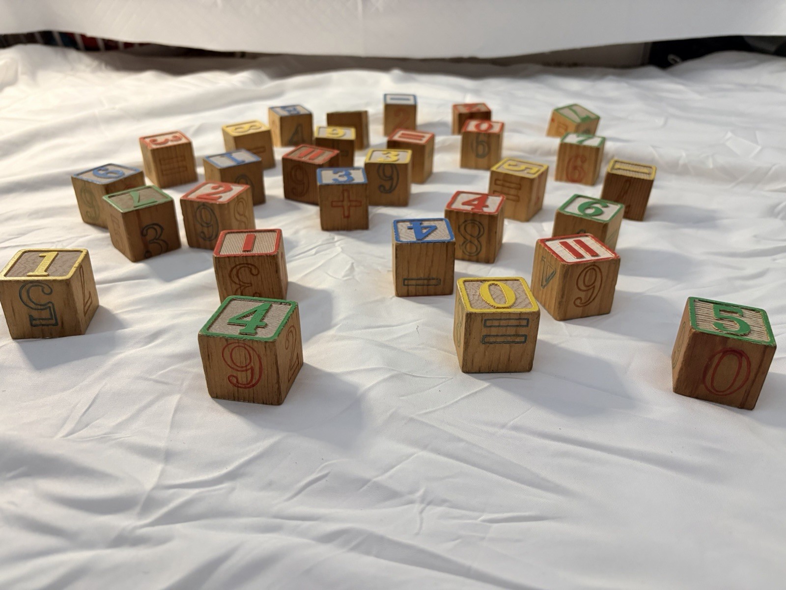 Vintage Wooden Educational Number Alphabet Symbol Blocks Set Of 29￼