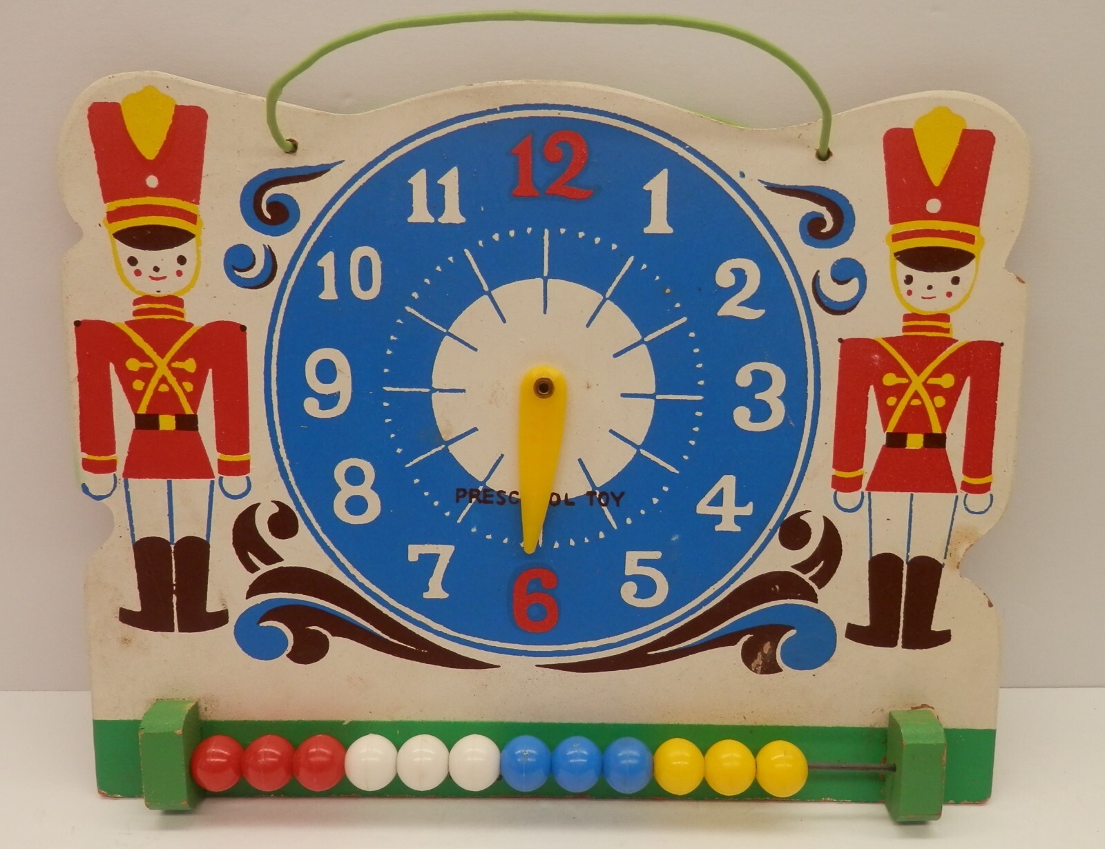 Preschool Clock Learning Toy Nichigan’s Toy Vintage Japan w/Toy Soldier Art v.2