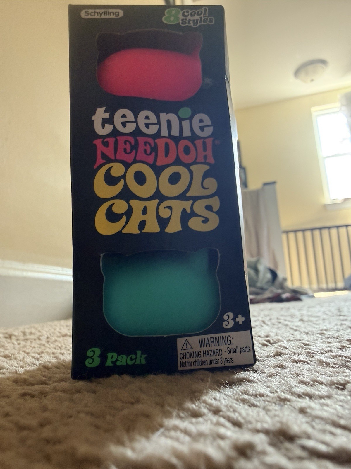 NeeDoh Teenie Cool Cats Stress Ball 3-Pack, Assorted Colors