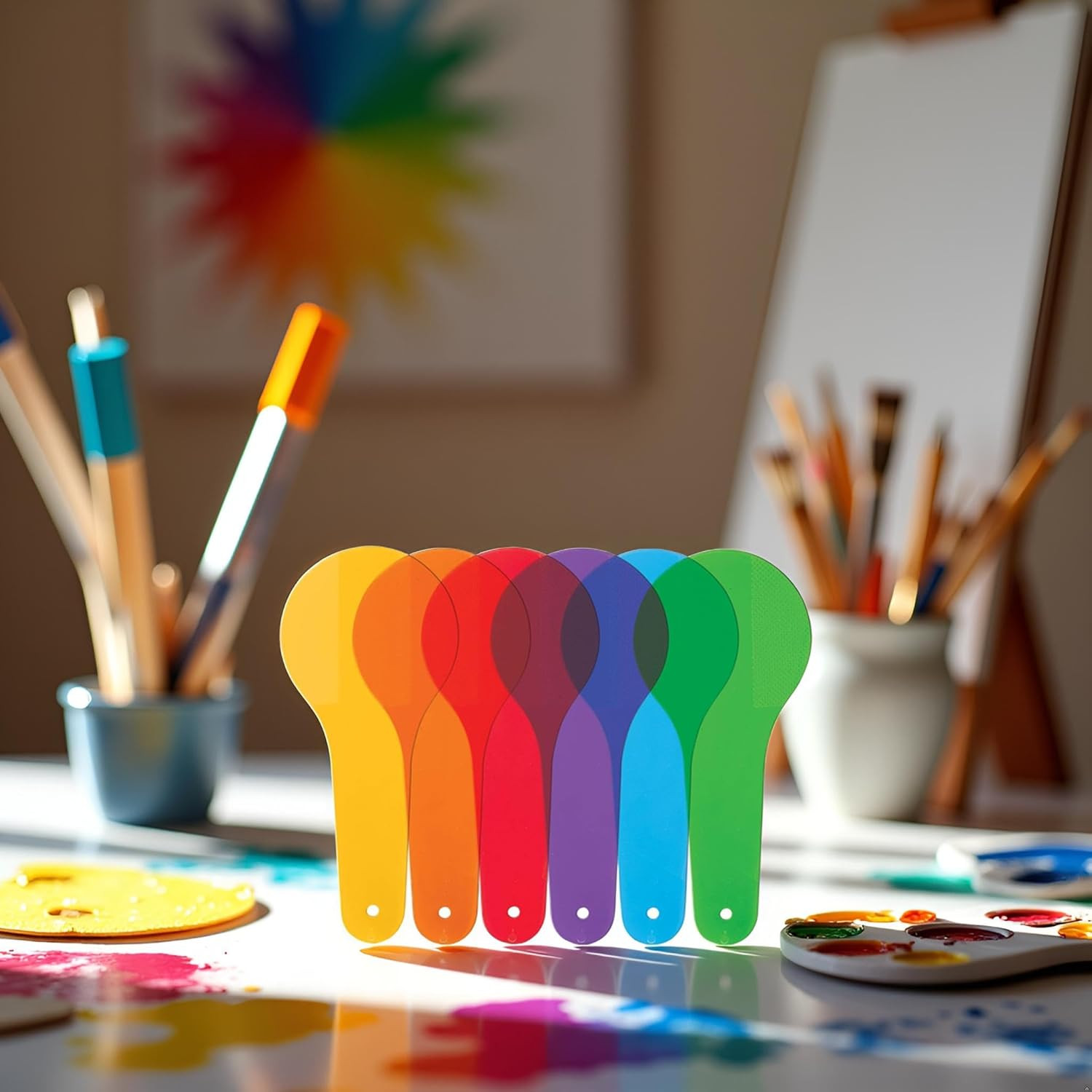 6Pcs Color Paddles, Transparent Color Paddles, Color Learning, Optics Color