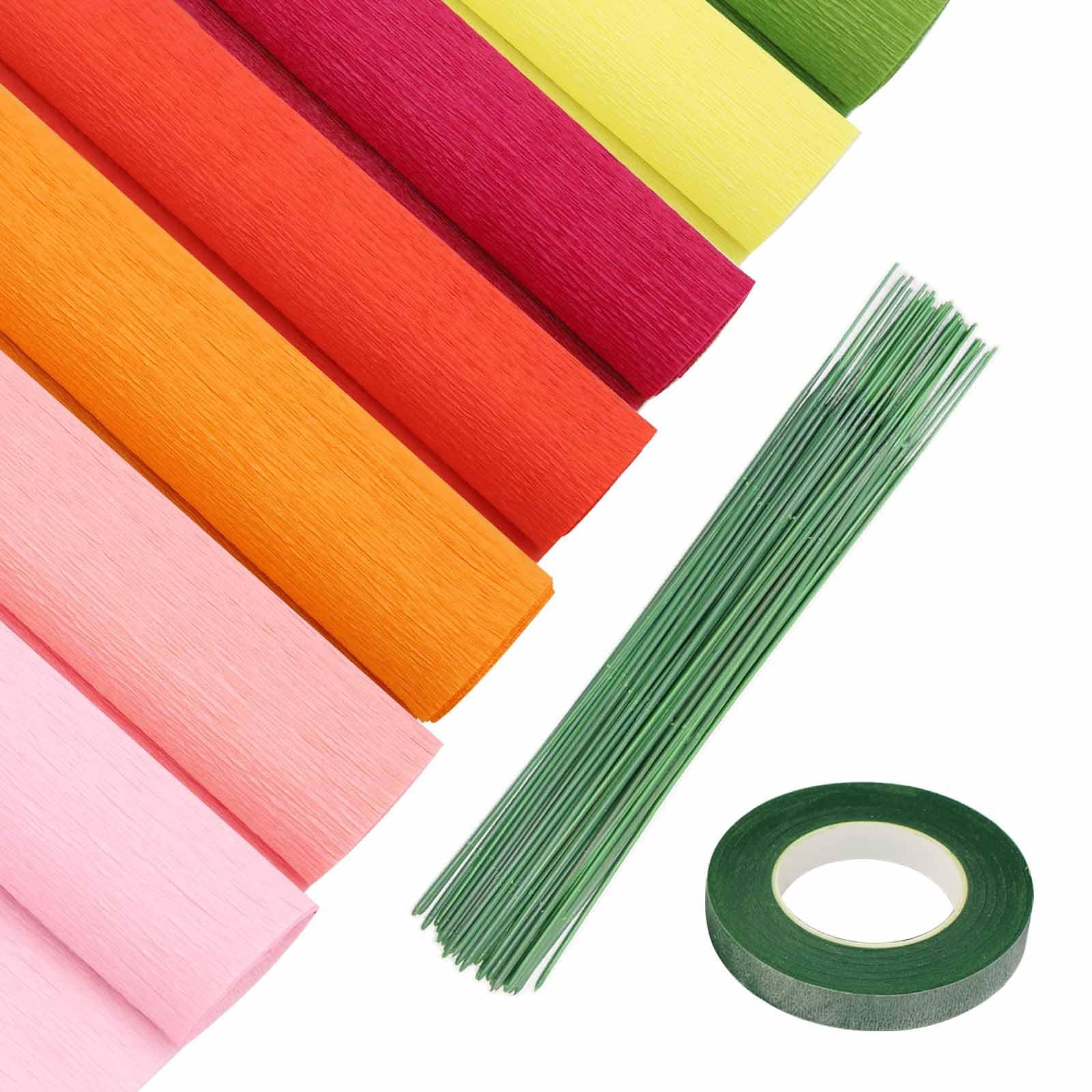 Crepe Paper Flower DIY Kits – green, pink, red, yellow, blue, orange, purple