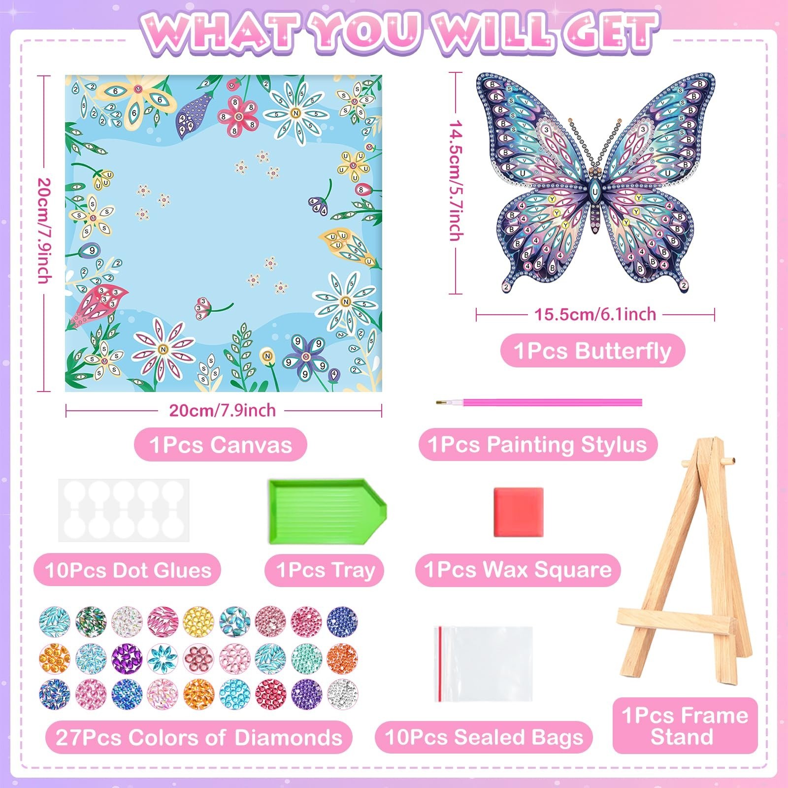 Crafts for Girls 8-12 – Make Your Own Butterfly Diamond Art Kits for Kids – A…