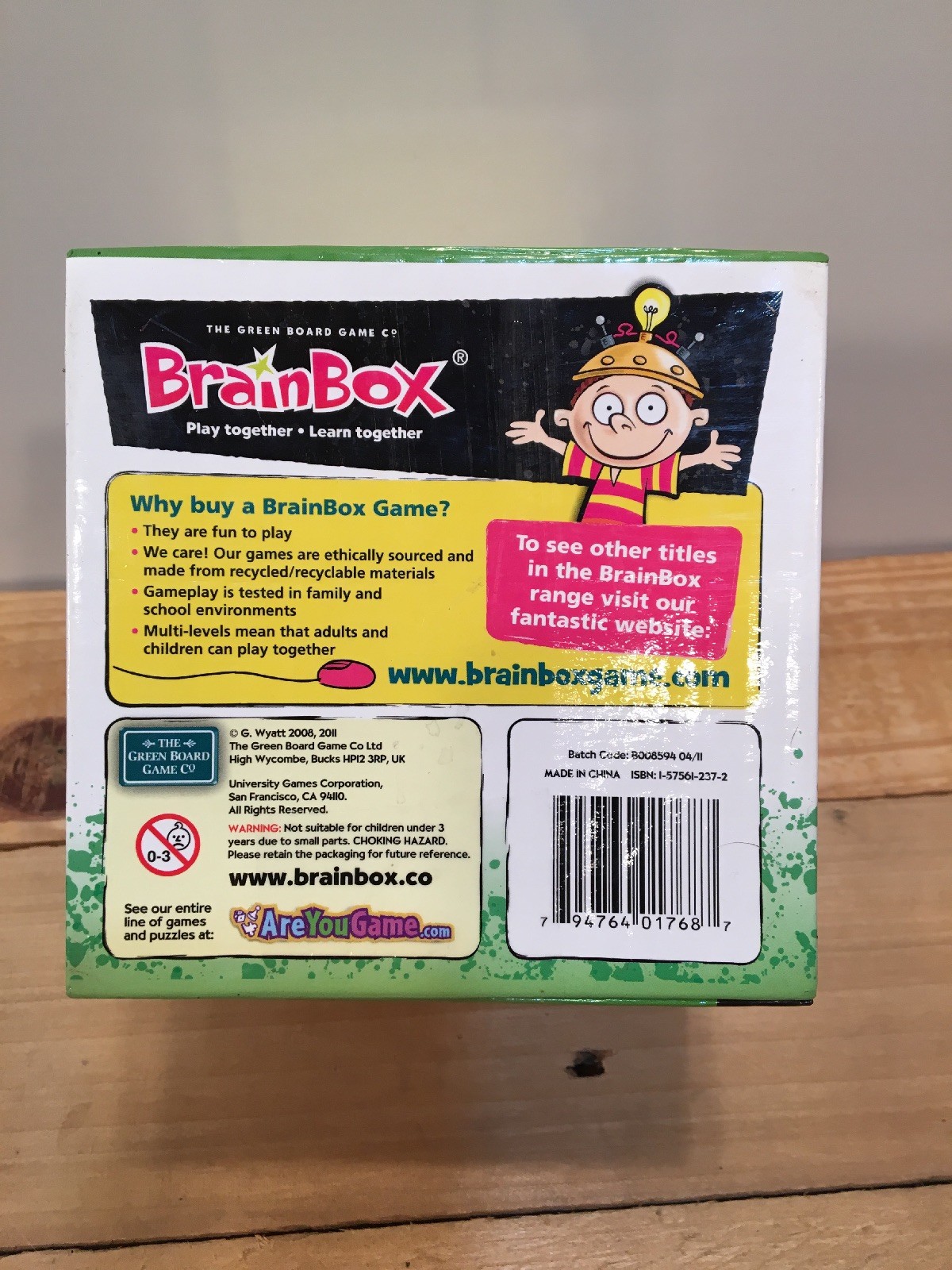 University Games BrainBox Memory Game Animals Edition Ages 8 and Up