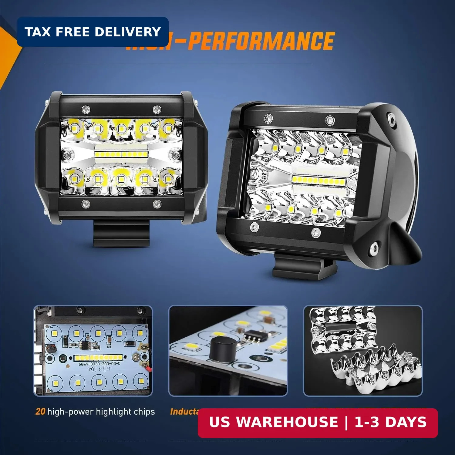 Nilight LED Light Bar 2PCS 60W 4 Inch Flood Spot Combo LED Work Light Pods Tripl