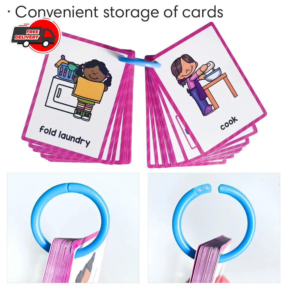 Montessori English Vocabulary Learning Cards for Kids Kindergarten Teaching Aids