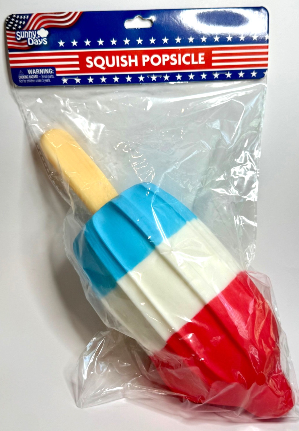 Sunny Days Jumbo Squishy🔴⚪️🔵Rocket Bomb Pop Popsicle Toy Red White Blue RARE🔥