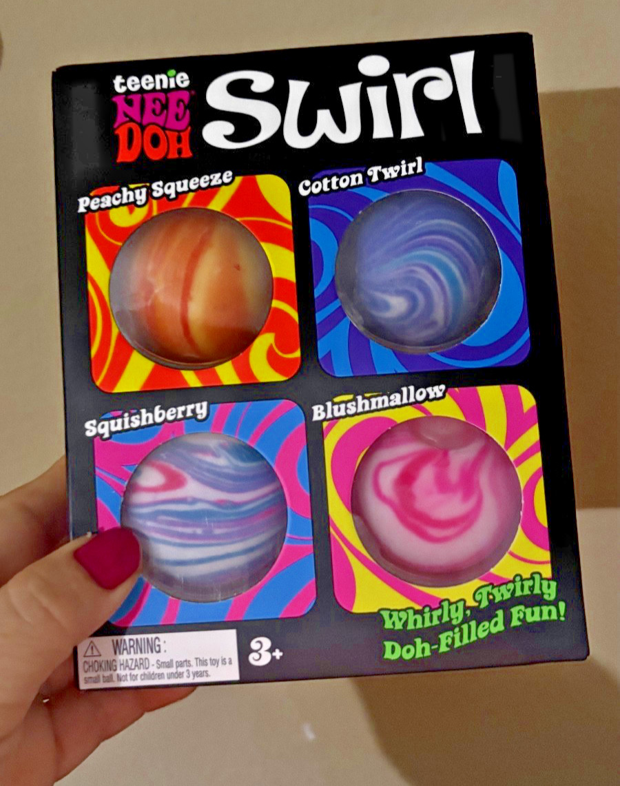 NeeDoh Teenie Swirl 4-pack, Nee Doh Mini Squishy Stress Balls, Set Of Four NEW