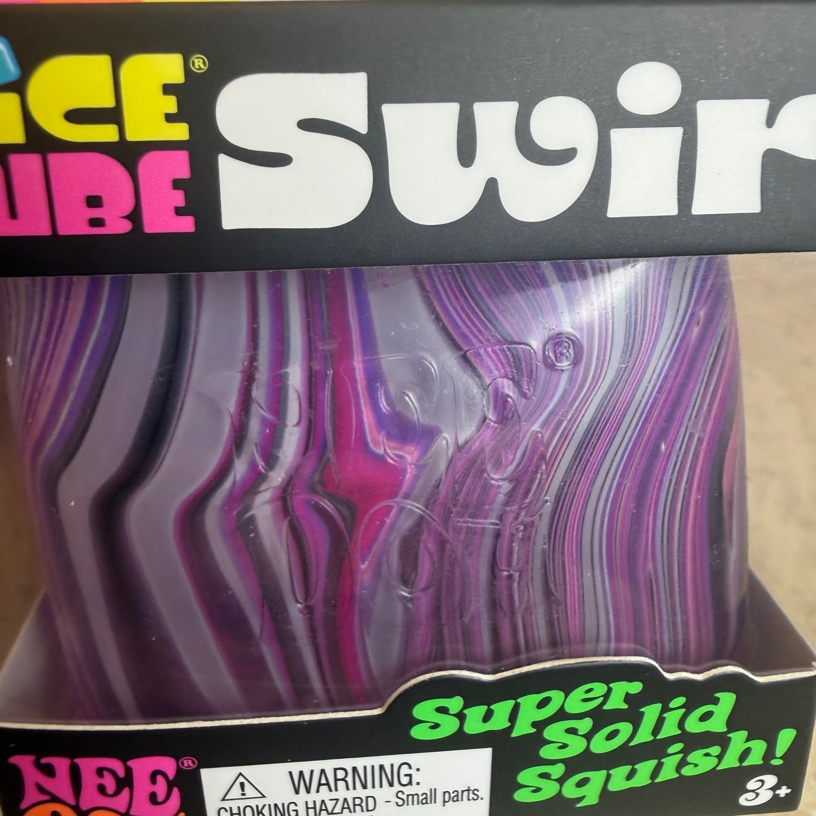NEW NeeDoh Nice Cube Swirl Purple Pink Black Squishy Fidget Schylling Sealed