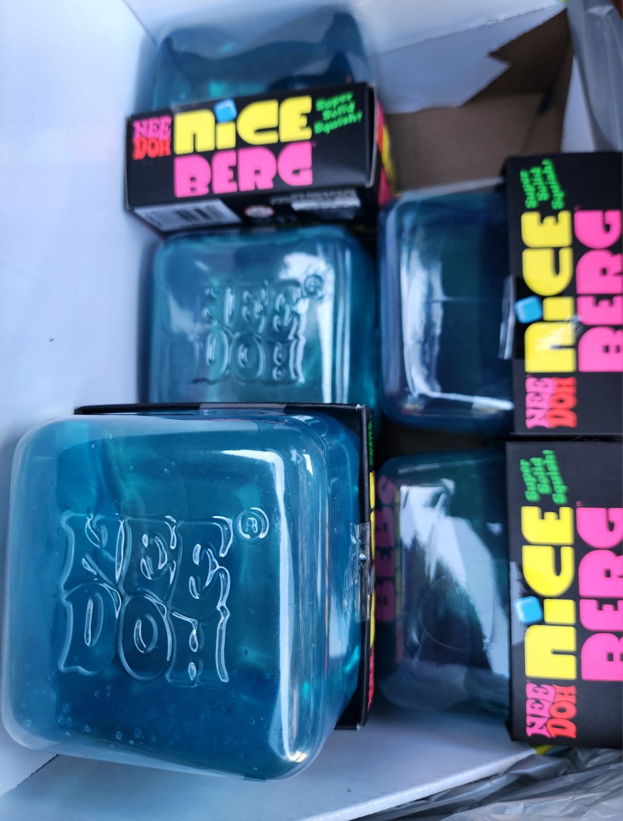 6x NeeDoh Nice Berg Blue XL Giant Nee Doh Niceberg Solid Squish Lot of 6 Bundle