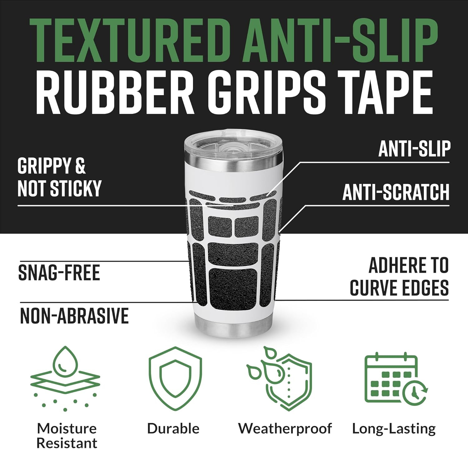 13 Pcs Rectangular Rubber Grip Tape, Rubberized Grip Stickers for P