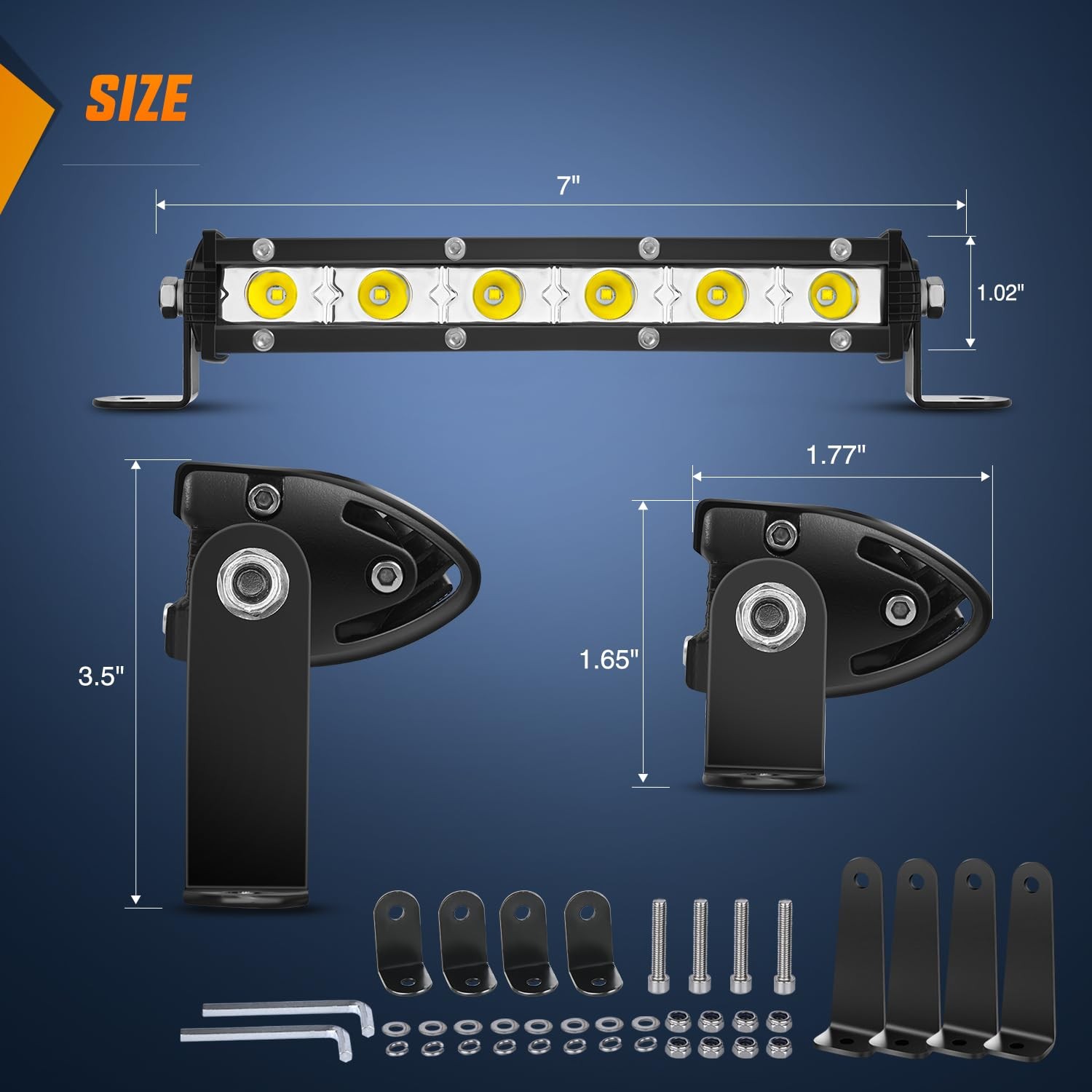 Nilight 7 Inch Ultra Slim Single Row 18W LED Fog Light Spot Pods 2PCS Off Road