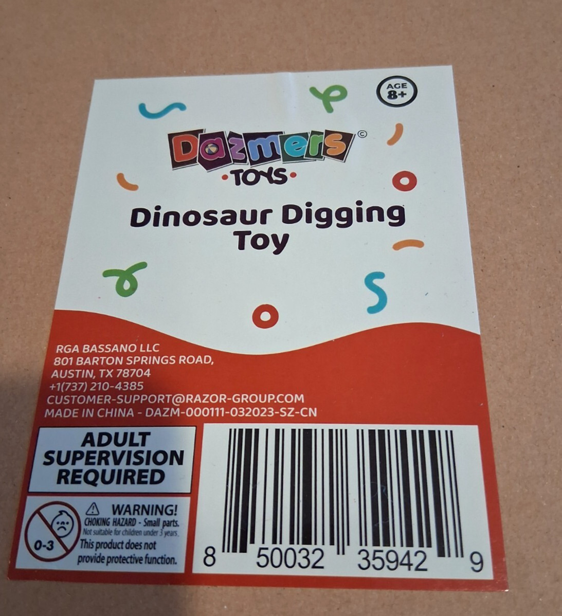 DAZMERS TOYS DINOSAUR DIGGING TOY KIT FOR KIDS W/ ADULT SUPERVISION, 8 and UP