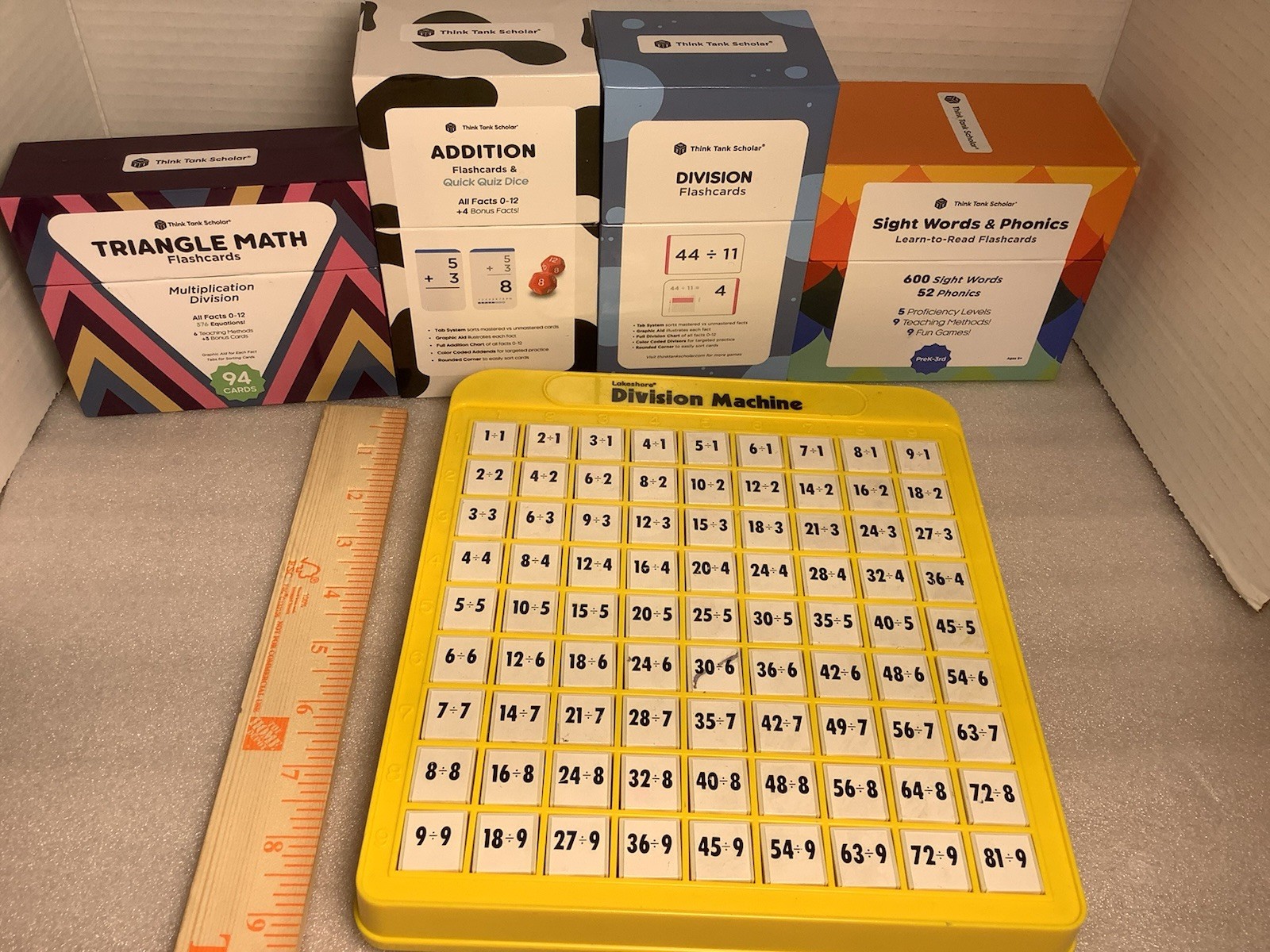 Lakeshore Division Machine + Math & Sight Words Flash Cards Lot Of 4 Learning