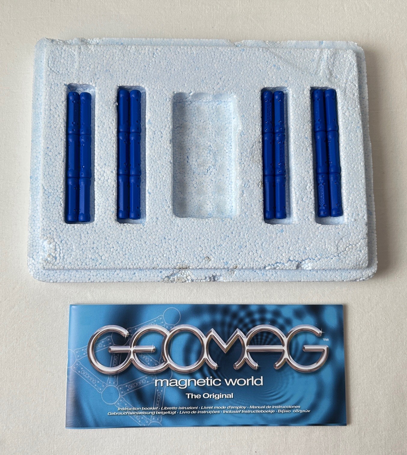 24 Geomag Blue Rods Magnetic World Original Switzerland Instruction Booklet