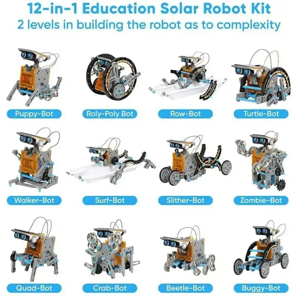 13in1 Solar Powered Robot Science Kit Building Blocks Gift for Kids Electronic