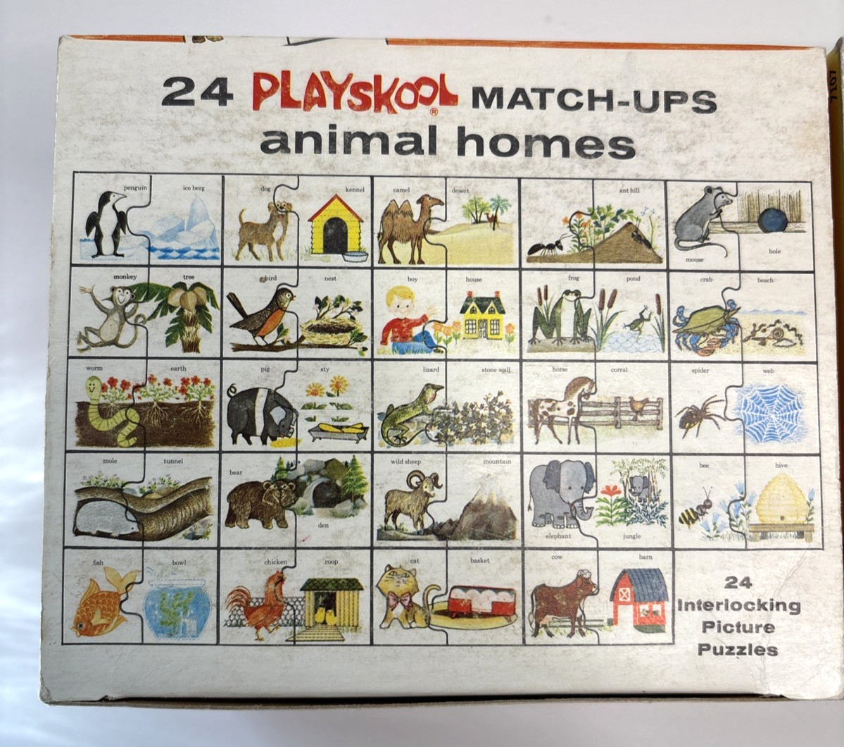 VTG Lot of 2 Playskool Match-ups Cards Puzzle Sets Animals, Homes, Colors & More