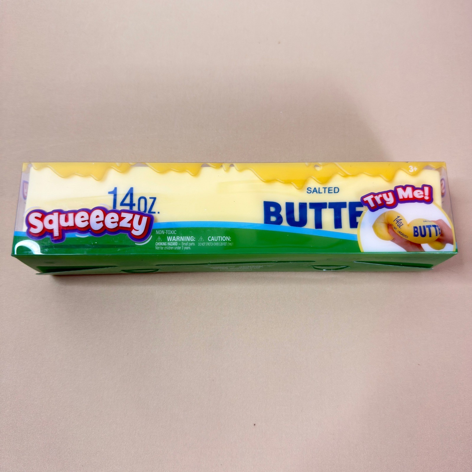 Squeeezy Salted Butter Sensory Toy Kids OS Yellow Jumbo Squishy Fidget NWT
