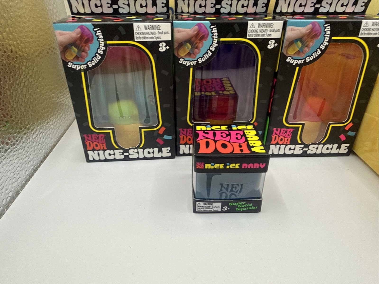 NEE DOH NICE-SLICE POP SICLE PURPLE PINK ORANGE LOT OF 3 D & 1 Nice Ice Baby