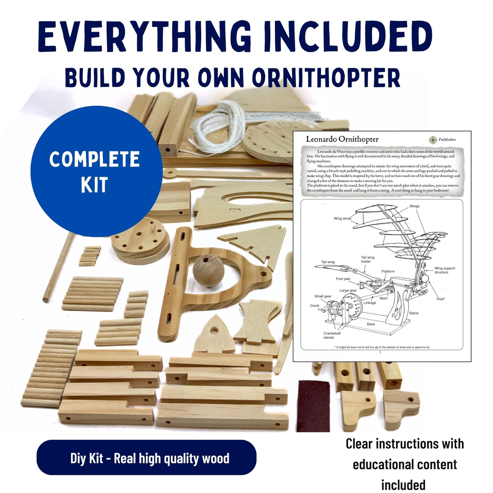 PATHFINDERS STEM Kit – Leonardo da Vinci Ornithopter | 3D Puzzle & Enginee