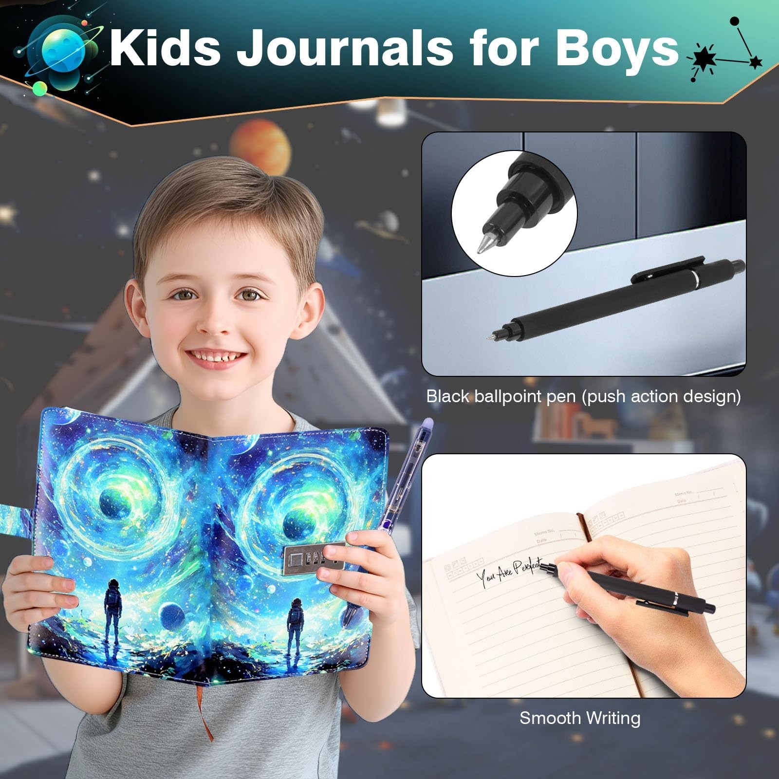 Diary with Lock for Boys Ages 8-12, A5 Journal with Lock 192 Pages-Adventure …