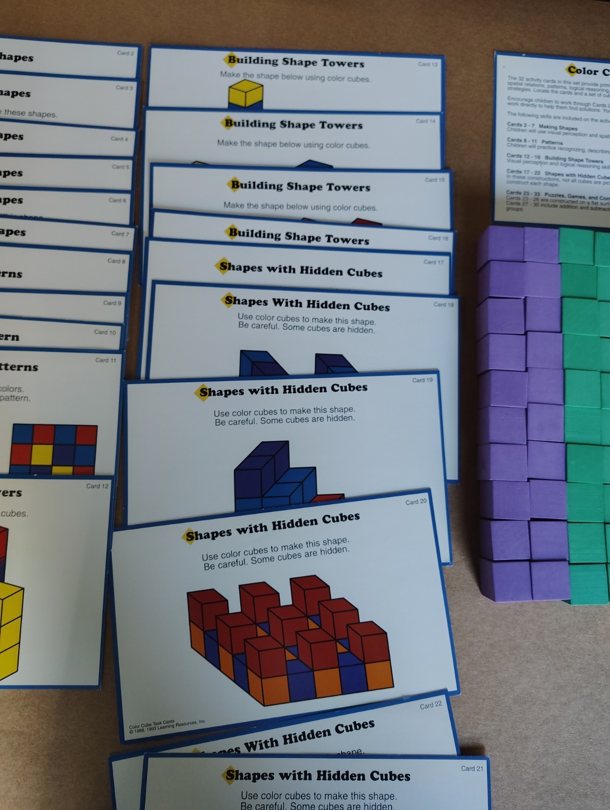 Learning Resources Color Cube Activity Task Cards 102 FOAM Quiet Shape Cubes