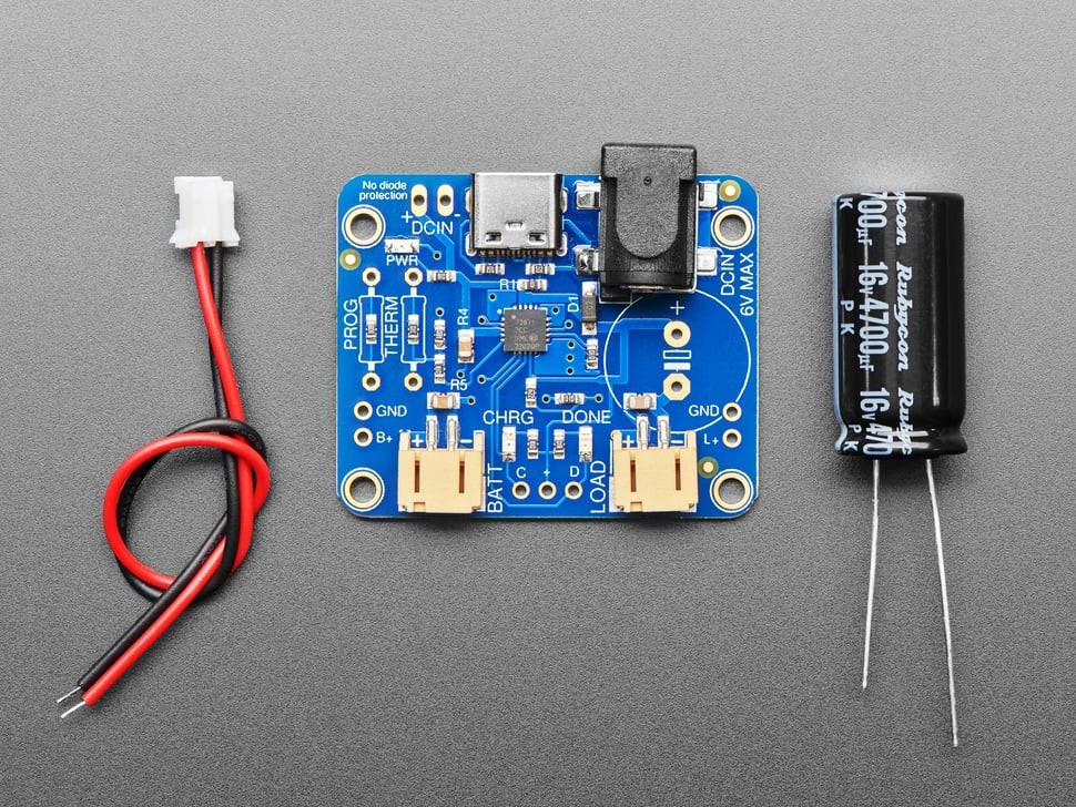 [ Adafruit ADA-390 ] USB / DC / Solar Lithium Ion/Polymer charger – Rev C