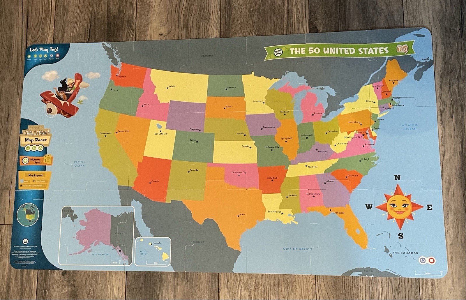 LeapFrog Tag United States Map Jumbo Puzzle Read & Learn Interactive Set