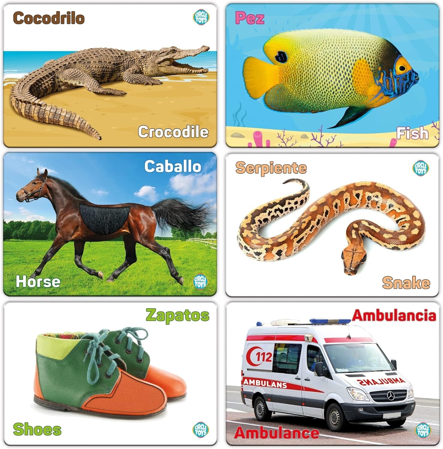 Touch and Feel English Spanish Bilingual Picture Toddler Kids Sensory Flash Card