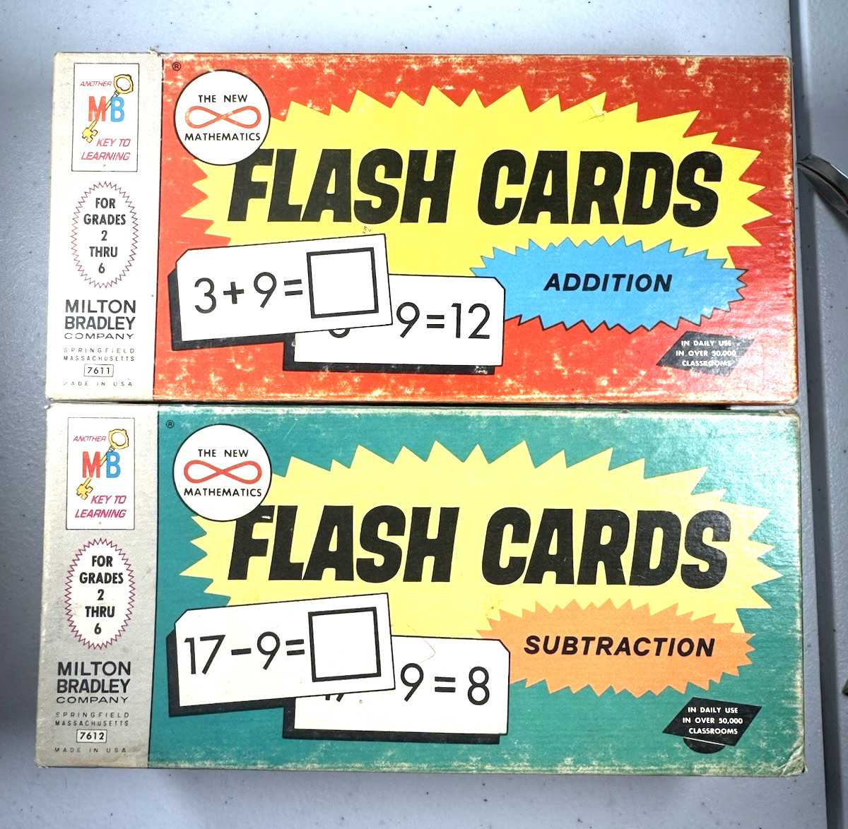VTG 1964 Milton Bradley Addition & Subtraction Flash Cards Gr/2-6 Full Set USA