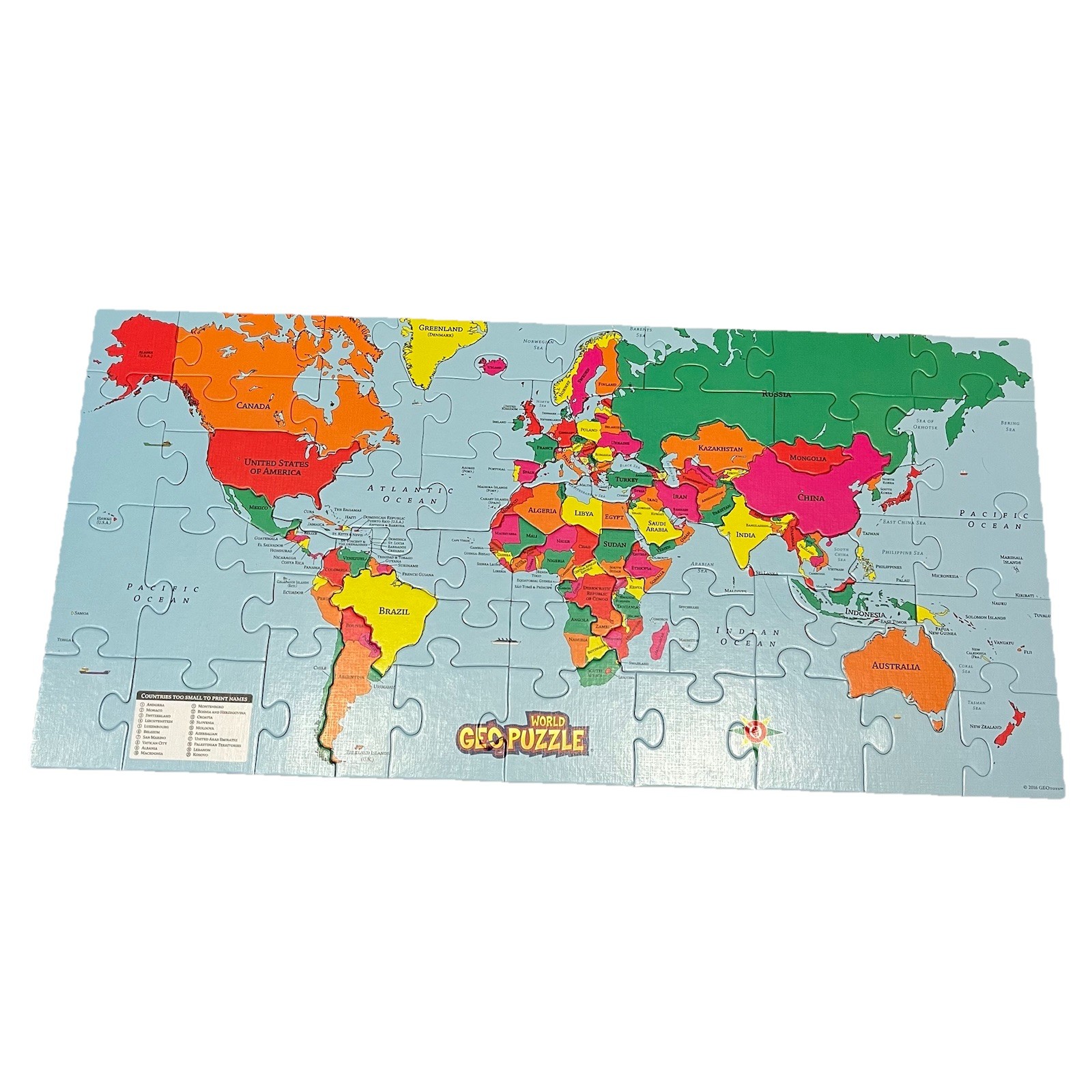 GeoPuzzle GeoToys Geography World Map Puzzle Country Shaped Pieces 68 Complete