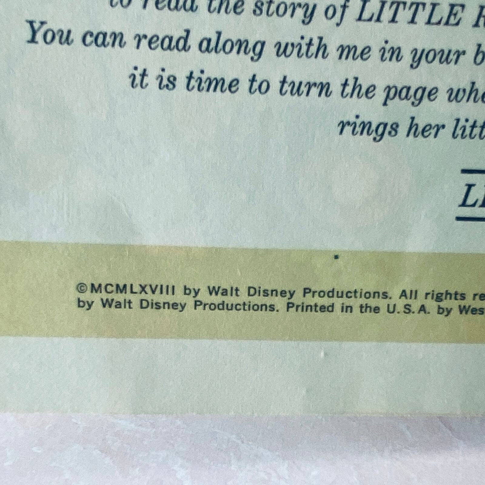 Vintage 1968 Disneyland Record & Book-The Story of Little Red Riding Hood