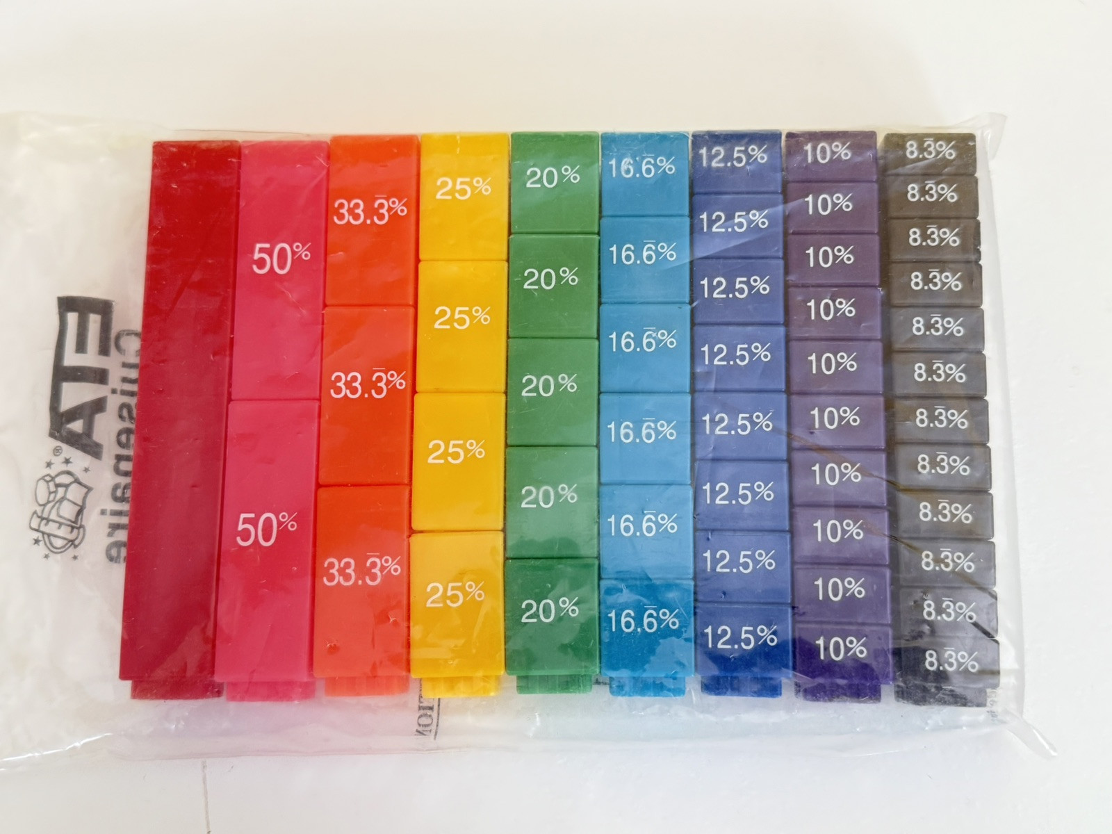 ETA CUISENAIRE FRACTION TILE SET-51 PIECES-MANIPULATIVE
