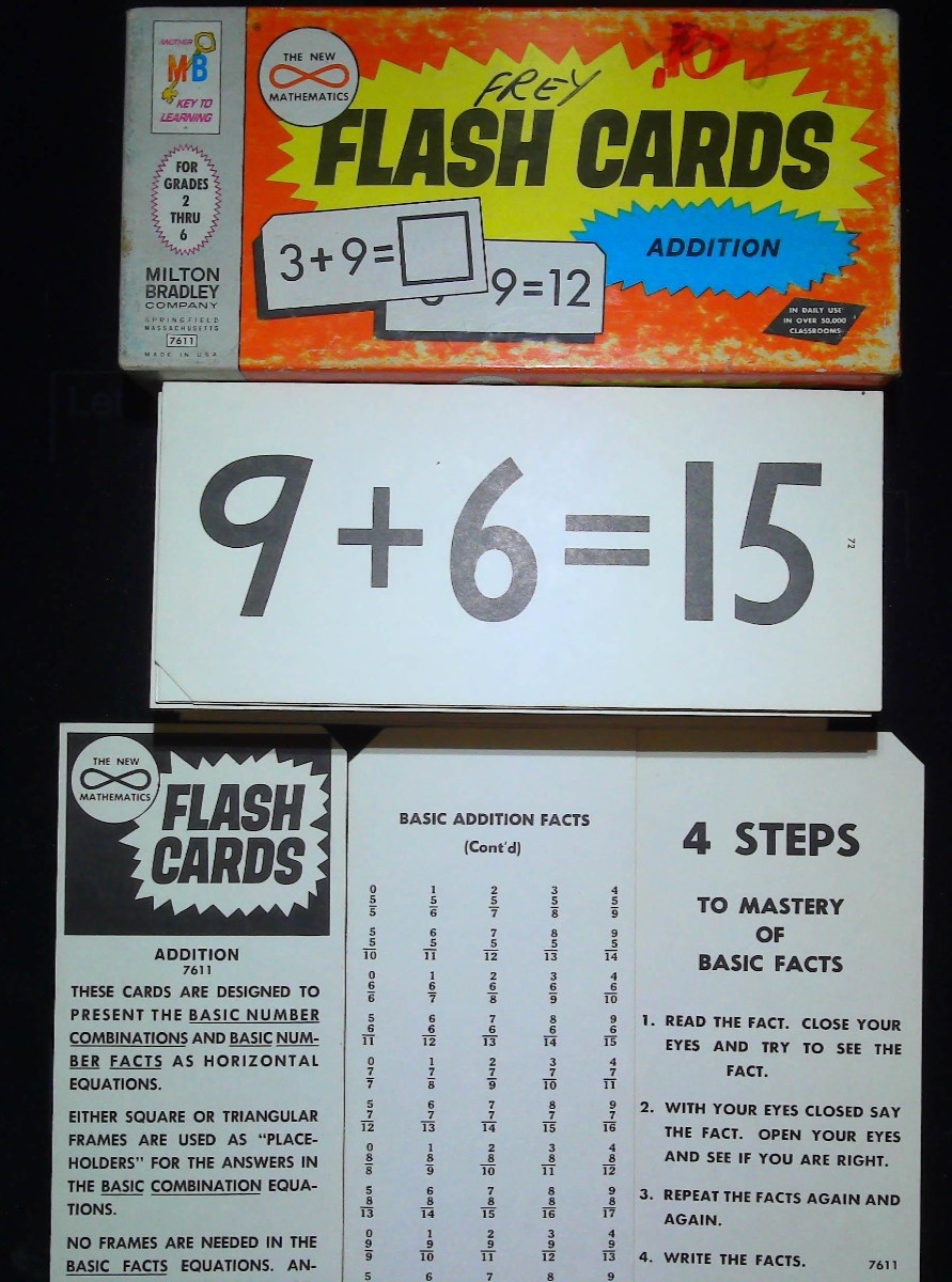 MILTON BRADLEY Flash Cards Addition New Math Vintage 1964 Grades 2-6 Home School