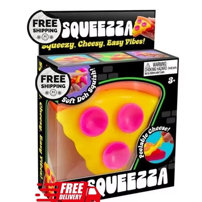 New Rare Squeezza Pizza Nee Doh Squeeze Fidget Toy Pink Crust Usa Free shipping